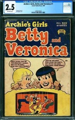 Buy Betty & Veronica #1 CGC 2.5 OW 1950 Archie's Girls Vigoda Cover Pep Jughead • 456.50£