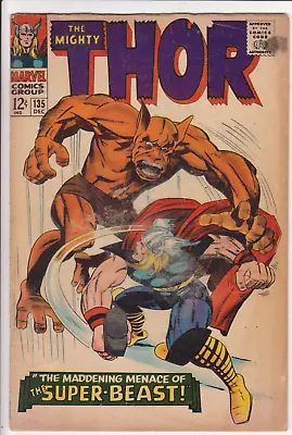 Buy The Mighty Thor #135, Marvel Comics 1966 VG- 3.5 Origin Of The High Evolutionary • 19.75£