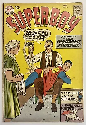 Buy Superboy #75 (1959) - Controversial Spanking Cover - Curt Swan • 23.75£