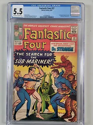 Buy Fantastic Four #27 Cgc 5.5 Ow Pages // 1st Doctor Strange Crossover 1964 • 219.87£