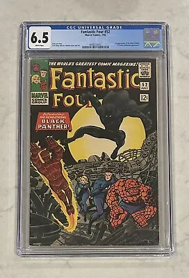 Buy -Fantastic Four 52-CGC 6.5-White Pages-1st Black Panther-1966-Marvel- • 908.41£