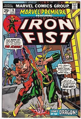 Buy Marvel Premiere #16 July 1974 VF- 7.5 2nd Iron Fist 1st Lei Kung And Scythe • 46.86£