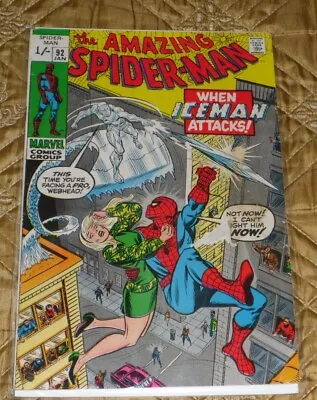 Buy Amazing Spider- Man 92# When _ice Man_ Attacks _slight Page Peeled From Tape _3. • 24.99£