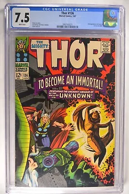 Buy The Mighty Thor #136 CGC 8.0 2nd App Lady Sif 1st As Adult Marvel  1/1967 • 240.94£
