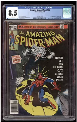 Buy Amazing Spider-Man 194 CGC 8.5 1st Appearance Black Cat Al Milgrom Cover 1979 • 292.52£