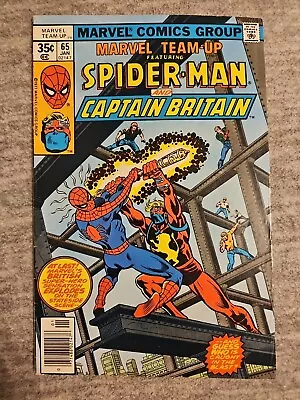 Buy Marvel Team-Up #65 1st U.S. App Of Captain Britain Spider-Man FN+ • 20.06£