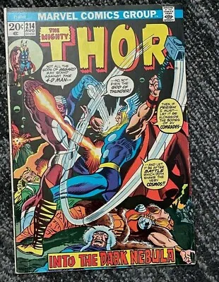 Buy The Mighty Thor Comic Book No 214 Marvel Comics August 1973 - Preowned - VG++ • 6.39£