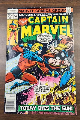 Buy Captain Marvel #57 Battle With Thor-iron Man-thanos Appears-avengers Vf • 6.32£