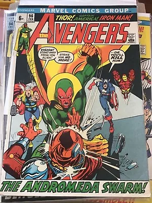 Buy AVENGERS #96_FEB 1972_FINE MINUS_Famous Iconic Vision Cover NEAL ADAMS_ART • 39.95£