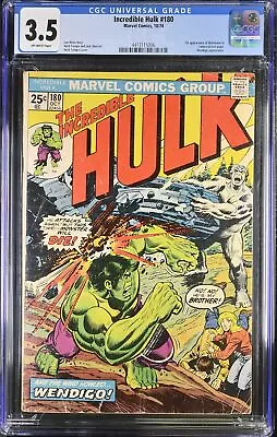 Buy Incredible Hulk #180 CGC VG- 3.5 Off White 1st Cameo Appearance Of Wolverine! • 350.99£