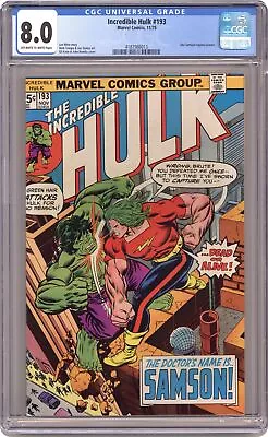 Buy Incredible Hulk #193 CGC 8.0 1975 4187986013 • 75.95£
