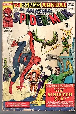 Buy Amazing Spider-man Annual #1 - Marvel 1964 - Bagged Boarded - Gd- (1.5) • 470.98£