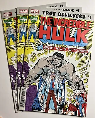 Buy Lot Of 3 True Believers Incredible Hulk Gray Hulk Returns 1 Hulk 324 Reprint • 15.03£