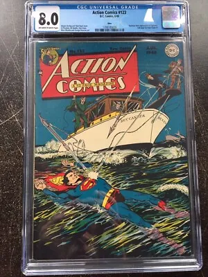 Buy ACTION COMICS #123 CGC VF 8.0; OW-W; Classic Boring Boat Cover! Ohio Copy! • 1,443.68£