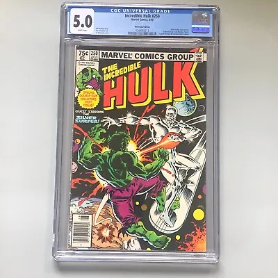 Buy The Incredible Hulk 250 CGC 5.0 Newsstand Edition Silver Surfer Appearance • 44.16£