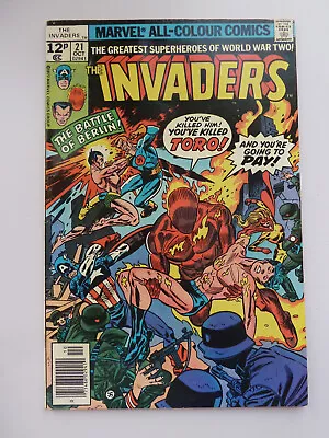 Buy The Invaders #21 - UK Variant Marvel October 1977 FN 6.0 • 7.25£