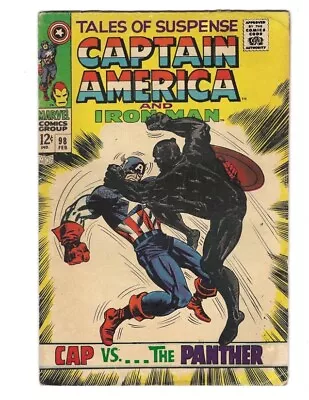 Buy Tales Of Suspense #98 1968 VG+ Flat And Glossy Captain America Vs. Black Panther • 39.71£