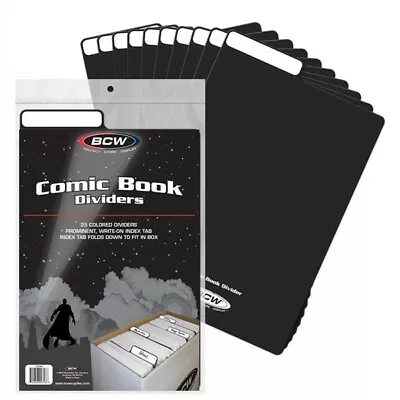 Buy Pack Of 25 BCW Black Plastic Comic Book Dividers With Folding Write On Tab • 24.09£