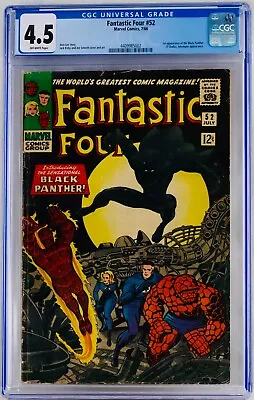 Buy Fantastic Four #52 CGC 4.5 First 1st Black Panther Appearance VG+ FF 1966 • 395.30£