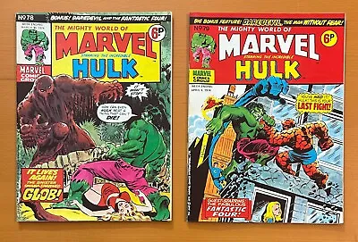 Buy Mighty World Of Marvel #78 & 79. RARE MARVEL UK 1974. 2 X FN+ Bronze Age Comics • 18.71£
