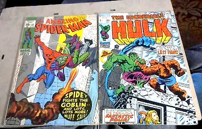 Buy AMAZING SPIDERMAN #97 + HULK #122 (1969) The Thing Marvel Comics Drugs Romita • 84.99£