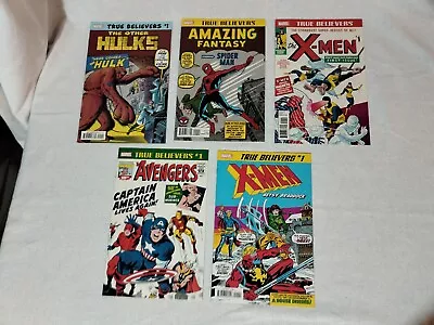 Buy Set Of 5 True Believers Comics - Marvel - Amazing Fantasy 15 X-Men 1 Avengers • 58.99£
