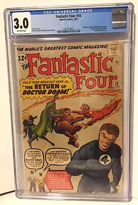 Buy Fantastic Four 10  CGC 3.0  Marvel 1963   3rd Doctor Doom • 282.81£