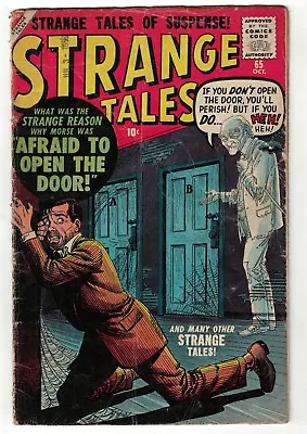 Buy Marvel Comics Strange Tales 65 3.0 VG- Pre Superheroes Afraid Open Door 1958 • 52.99£