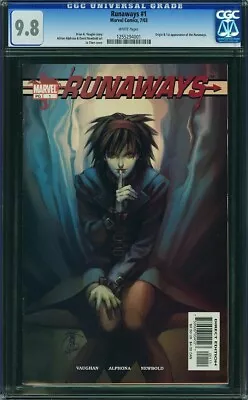 Buy Runaways 1 CGC 9.8 White Pages Origin & 1st Appearance Marvel 7/2003 • 154.17£