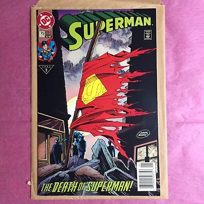 Buy 1993 Death Of Superman DC Comic #75 RARE GREEN LETTERS 4th REPRINT VARIANT Minty • 15.80£