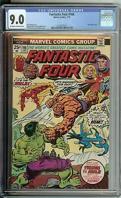 Buy Fantastic Four #166 CGC 9.0 Marvel Comic 1976 Hulk George Perez Art • 67.28£