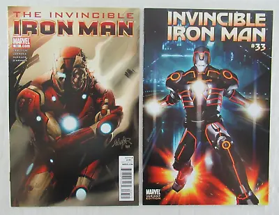 Buy Invincible Iron Man #33 Regular & Tron Variant Cover Set Marvel Comics 2011 • 31.61£
