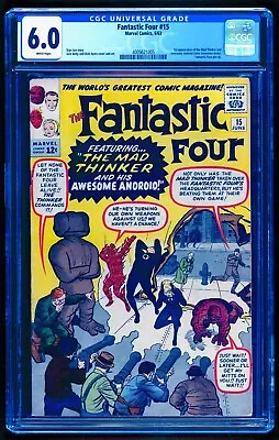 Buy FANTASTIC FOUR 15 CGC 6.0 WHITE PAGES NICE AS OUR 7.5 💎 2x KEY 1st APPEARANCES • 510.89£