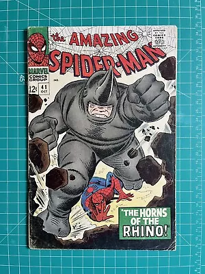 Buy Amazing Spider-Man #41 1966 1st Appearance Of Rhino Low Grade Cleaned/Pressed! • 201.60£
