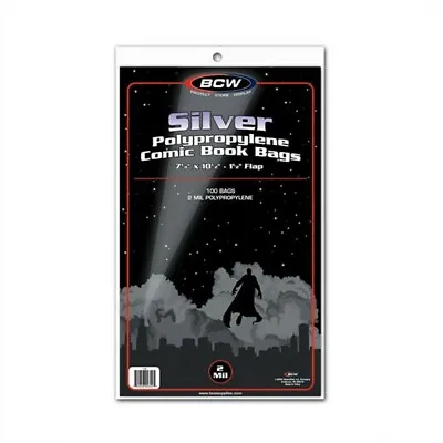 Buy 500 BCW Silver Age Comic Book Poly Bags - 7 1/8 X 10 1/2 - 2 Mil Archival Safe • 32.75£