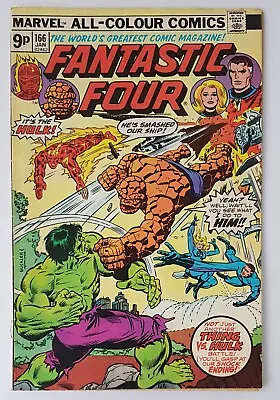 Buy Fantastic Four #166, Marvel Comics 1976, Hulk Vs The Thing, Bronze Age Classic • 6.99£