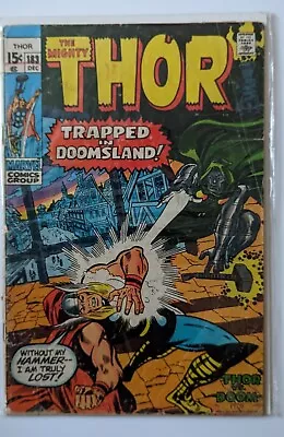 Buy Marvel Comics, Mighty Thor #183 Dec 1970 Thor Vs DR. Doom...Trapped In Doomsland • 20.95£