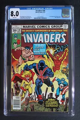 Buy Invaders #20 1st UNION JACK II 1977 Toro Master Man Hitler Warrior Woman CGC 8.0 • 103.14£