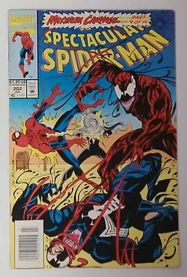 Buy Spectacular Spider-man #202 (1993) Newsstand Edition Est~vf(8.0) Carnage & Venom • 7.12£