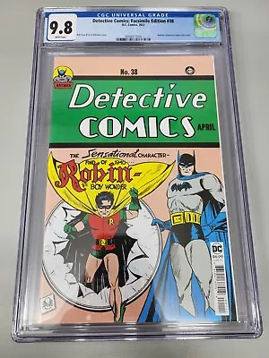Buy Detective Comics 38 CGC 9.8 Facsimile Edition 1st App Robin DC Comics 2023 • 27.59£