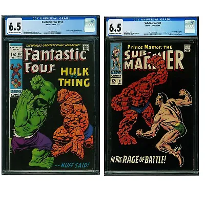 Buy Fantastic Four 112 & Sub Mariner 8 CGC 6.5 Pair Classic Black Covers • 642.95£
