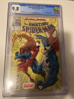 Buy Amazing Spiderman 378 Cgc 9.8 Marvel 1993 Maximum Carnage Venom WHITE Pg NM MINT • 57.79£