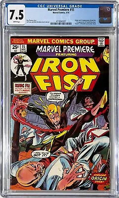 Buy Marvel Premiere 15 CGC 7.5 White Pages - First Appearance Of Iron Fist • 238.33£