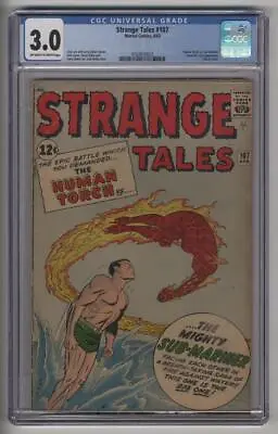 Buy Strange Tales #107 CGC 3.0 OW-W Pages Classic Cover Human Torch Battles Sub-Mari • 216.80£