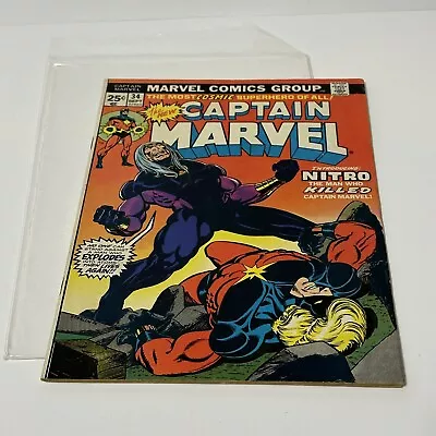 Buy CAPTAIN MARVEL #34  (1974 )  MARVEL COMICS 1st Nitro App Nice Con • 14.22£