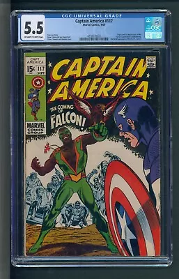 Buy Captain America #117 CGC 5.5 OWTW Pages 1st Falcon • 241.28£