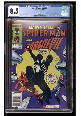 Buy Marvel Team-Up 141 CGC 8.5 Newsstand Tied For 1st App. Black Costume 1984 • 86.96£