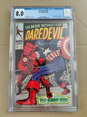 Buy Daredevil #43 Cgc 8.0 Origin Partially Retold Captain America Jack Kirby • 143.11£