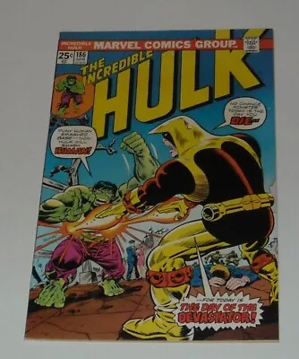 Buy KEY HIGH GRADE 1975 Marvel Comics INCREDIBLE HULK # 186 W VALUE STAMP DEVASTATOR • 26.59£