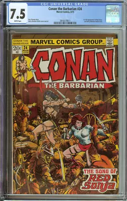 Buy Conan The Barbarian #24 Cgc 7.5 White Pages // 1st Full Red Sonja 1973 • 118.59£